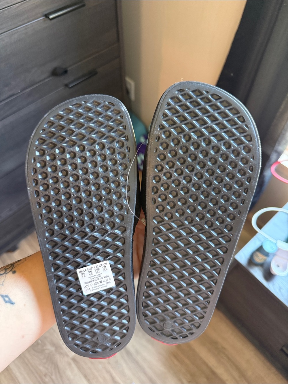 Vans Black Slide Sandals with White Logo Strap - Picture 2 of 3